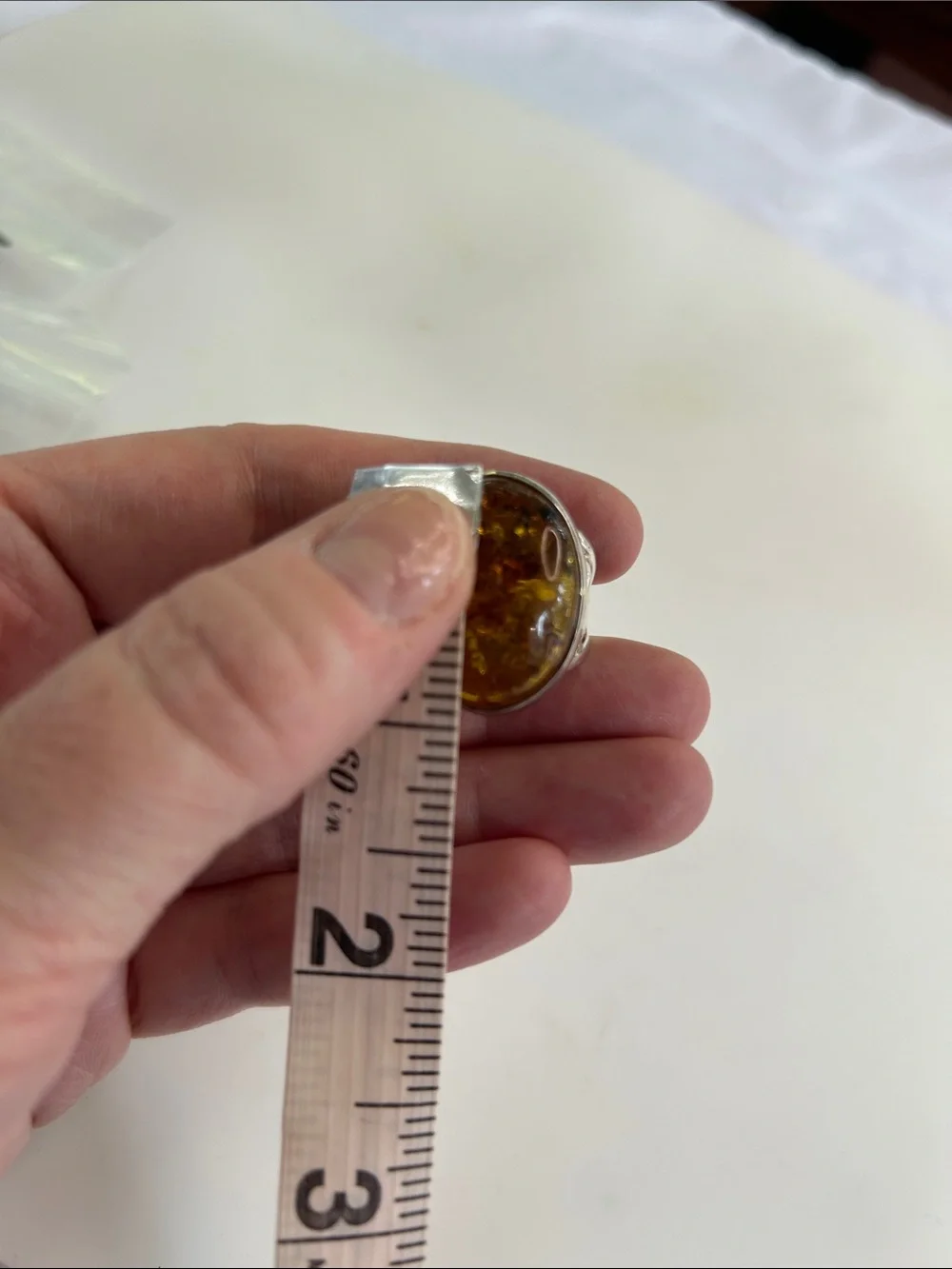 VTG Sterling Silver Huge Baltic Amber Statement Ring Size 7
